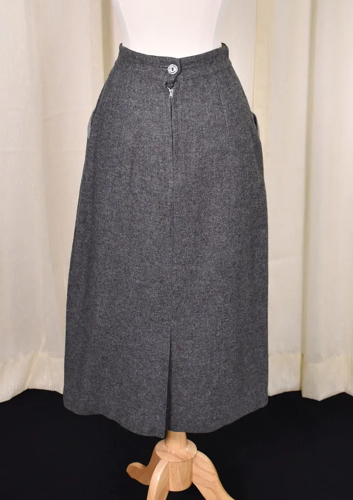 1940s Vintage Gray Contrast Skirt