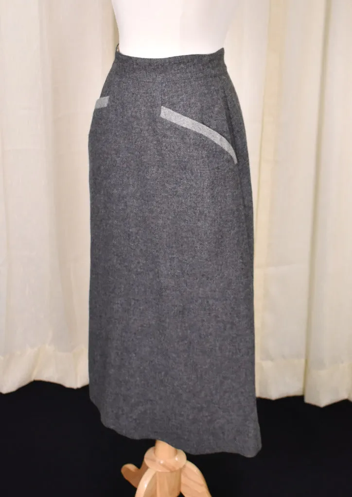 1940s Vintage Gray Contrast Skirt