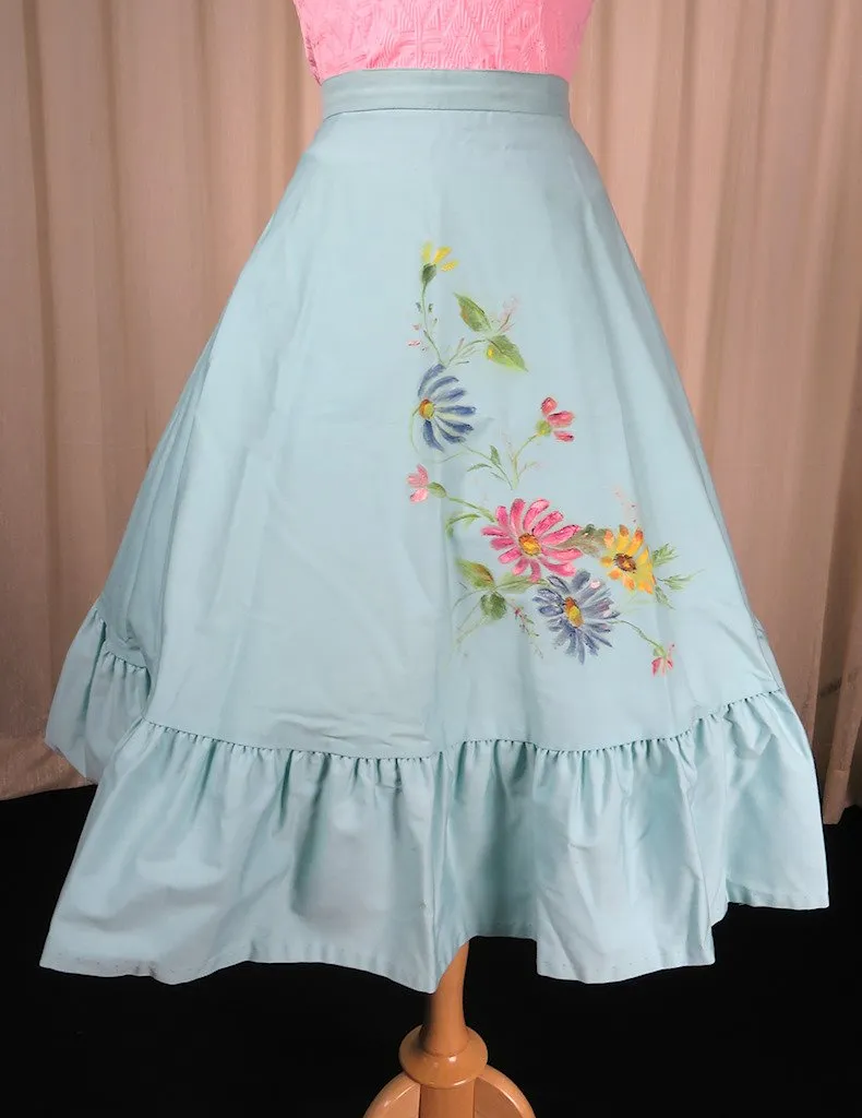 1960s Hand Painted Ruffle Skirt