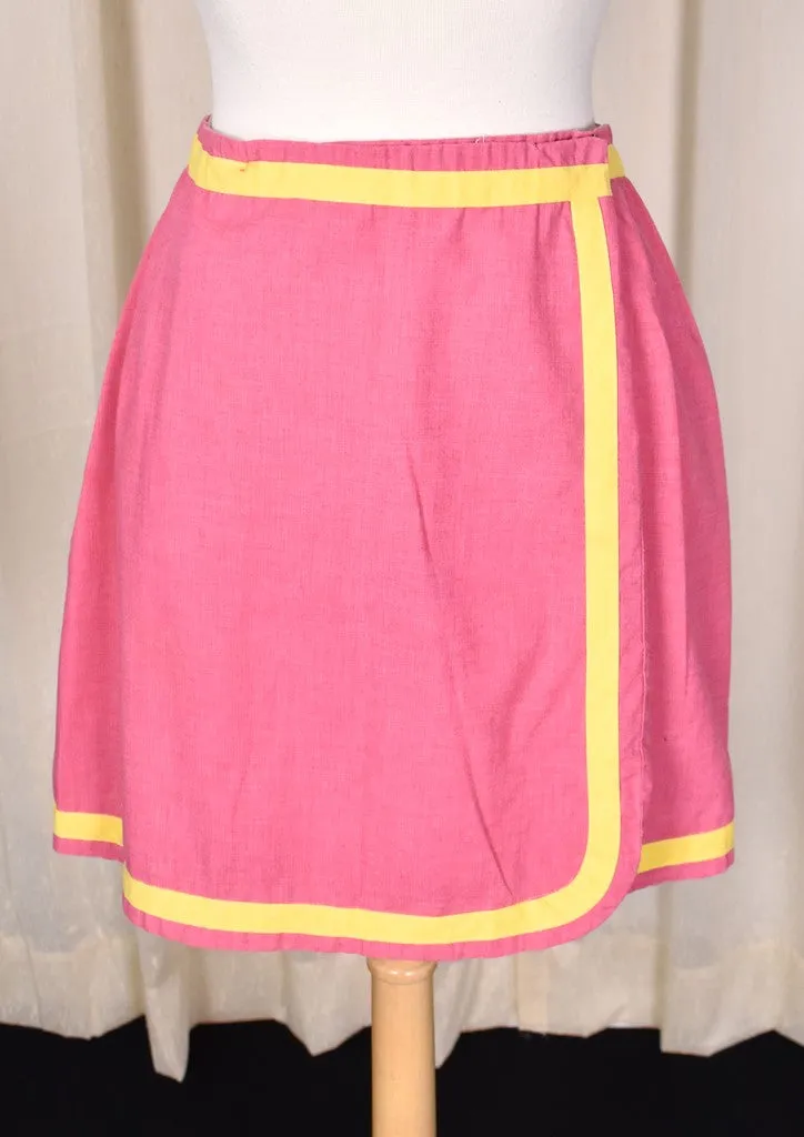 1960s Vintage Pink & Yellow Wrap Skirt by John Meyer of Norwich