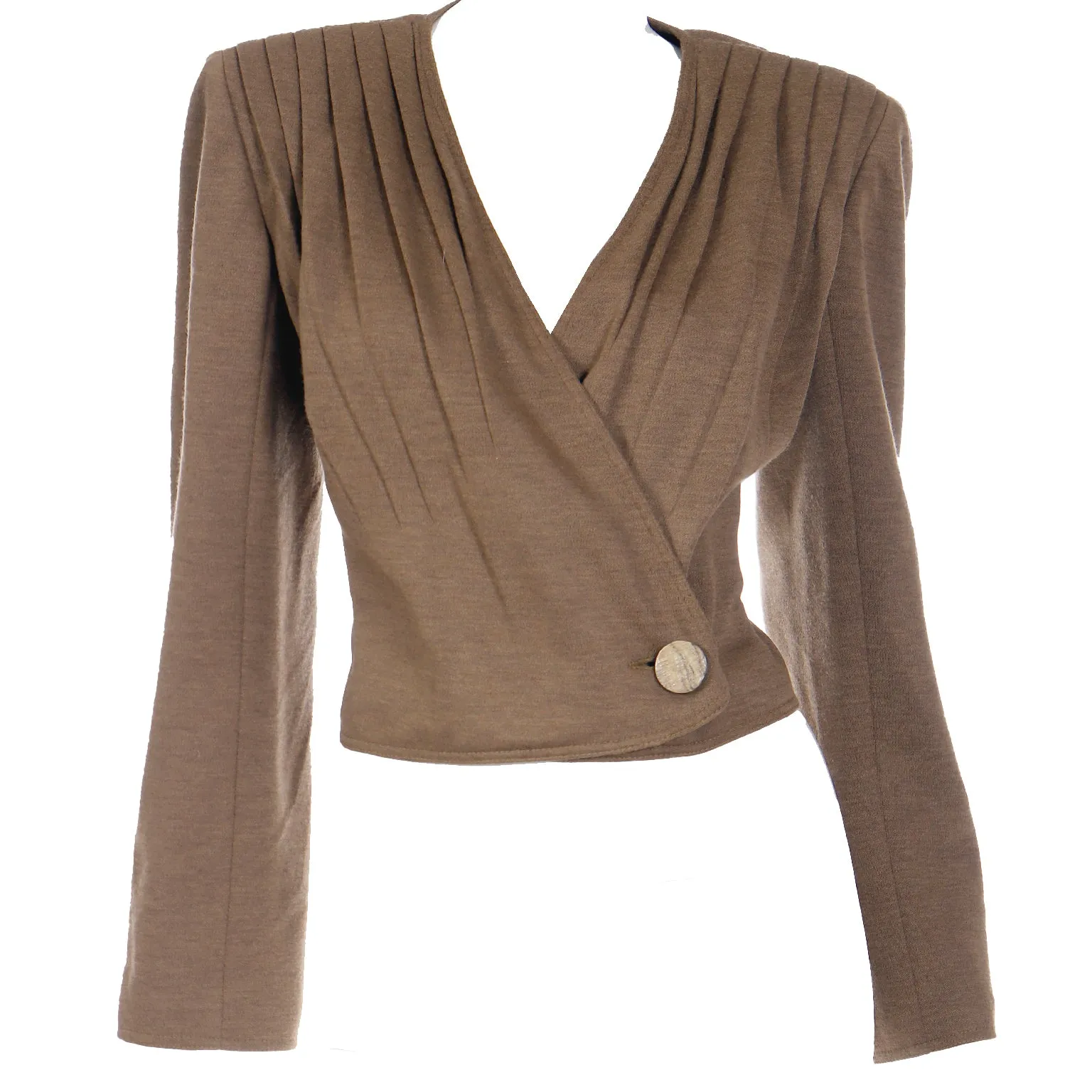 1980s Valentino Boutique Brown Cropped Wrap Style Jacket