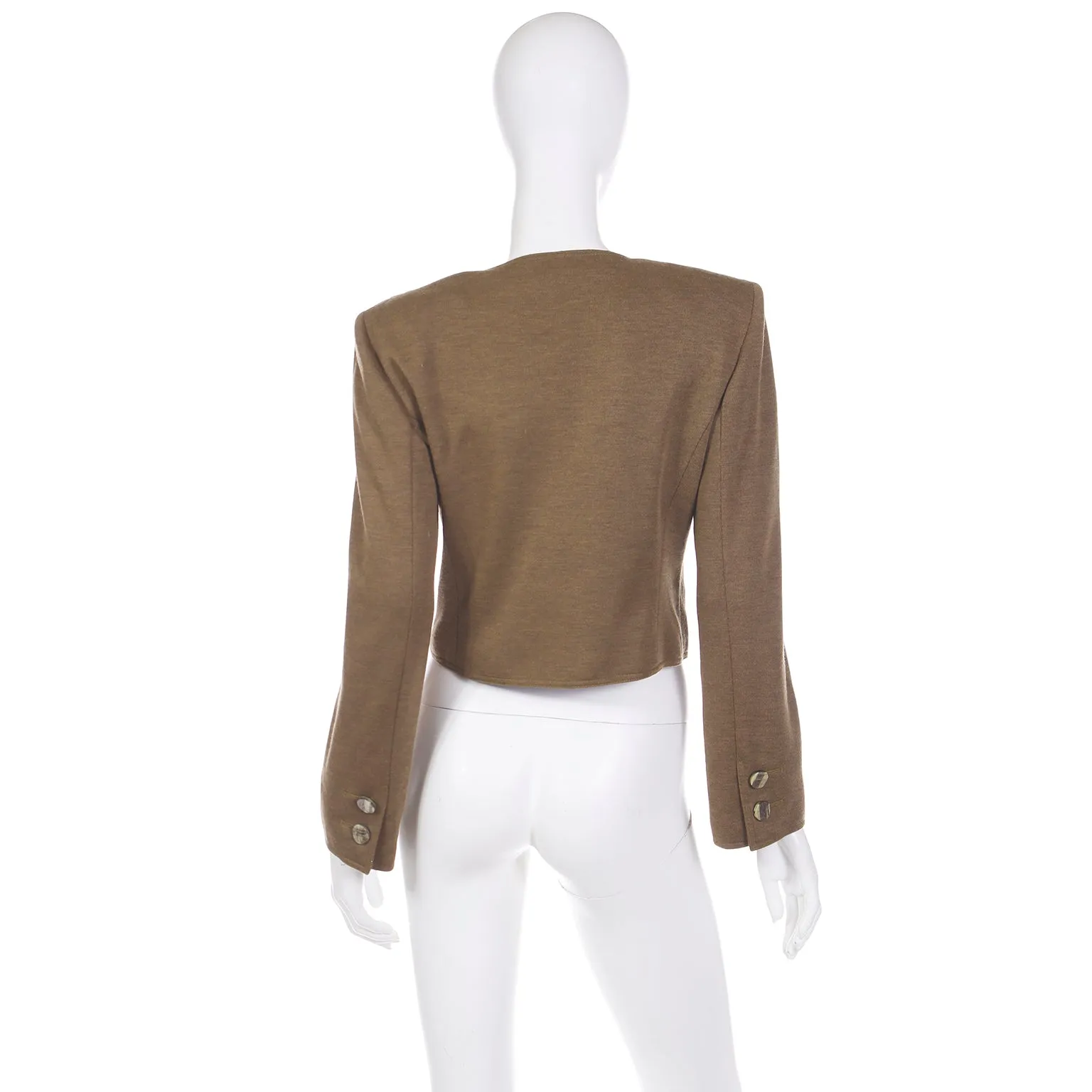 1980s Valentino Boutique Brown Cropped Wrap Style Jacket