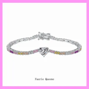 【2-43.6】Tennis Heart Bracelet for female fashion daily engagement wedding anniversary birthday present