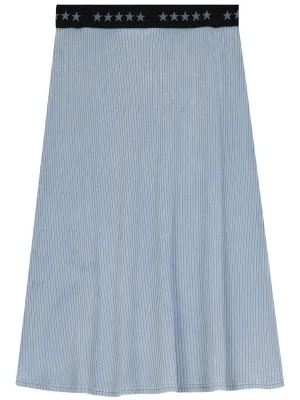 5 Stars Ribbed A-line Denim Skirt