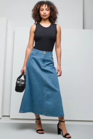 A-Line Denim Skirt Mid Blue