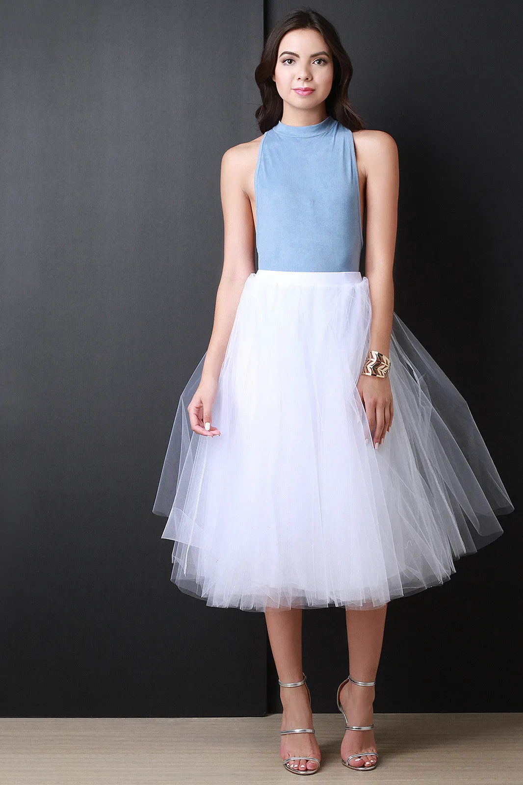 A-Line Soft Tulle Pleated Skirt