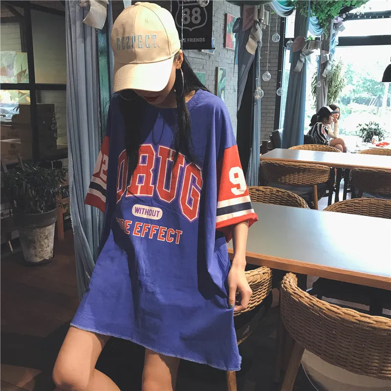 Baggy Baseball Jersey Baseball Uniform Short-Sleeved T-shirt Women's Loose