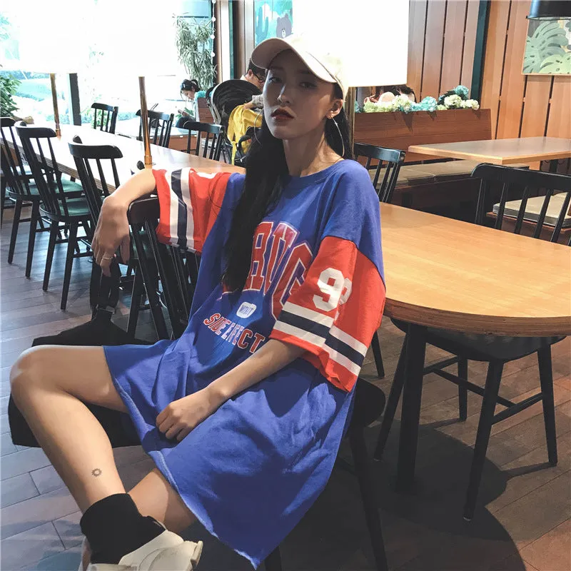 Baggy Baseball Jersey Baseball Uniform Short-Sleeved T-shirt Women's Loose