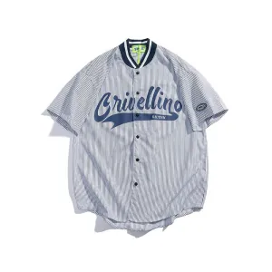 Baggy Baseball Jersey Printed Cardigan Short Sleeve Baseball Uniform Loose Casual