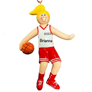 Basketball Girl Christmas Ornament - Blonde