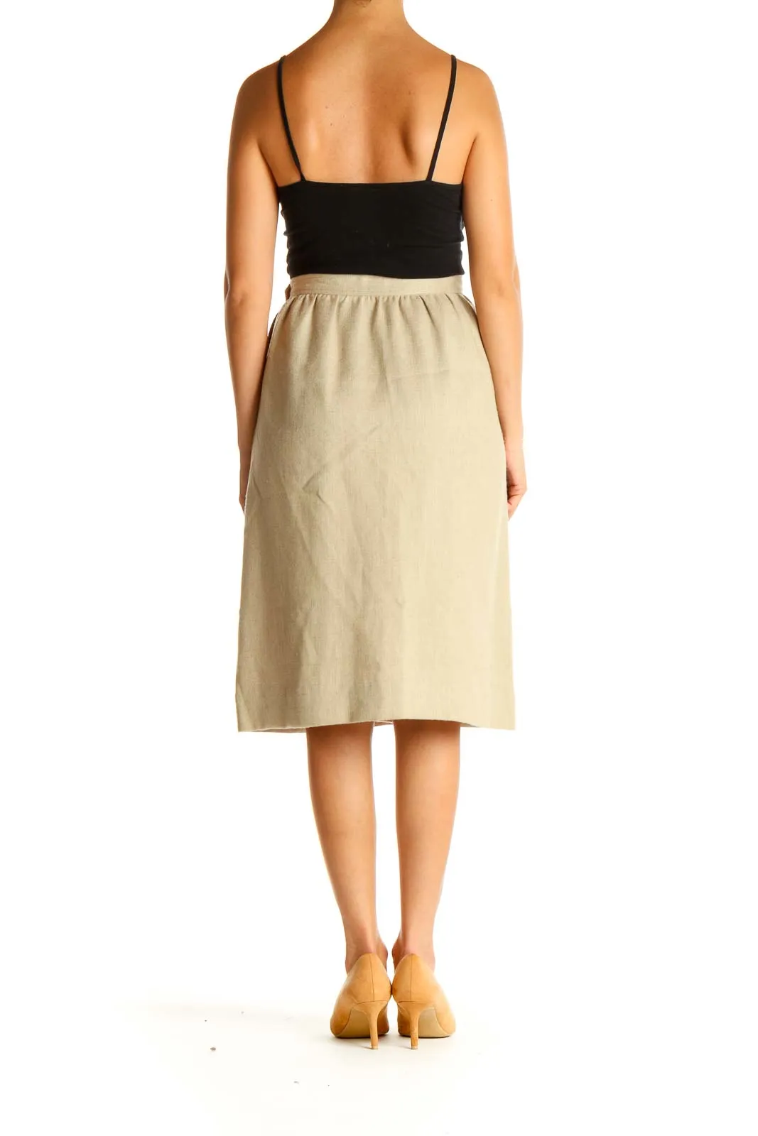 Beige All Day Wear A-Line Skirt