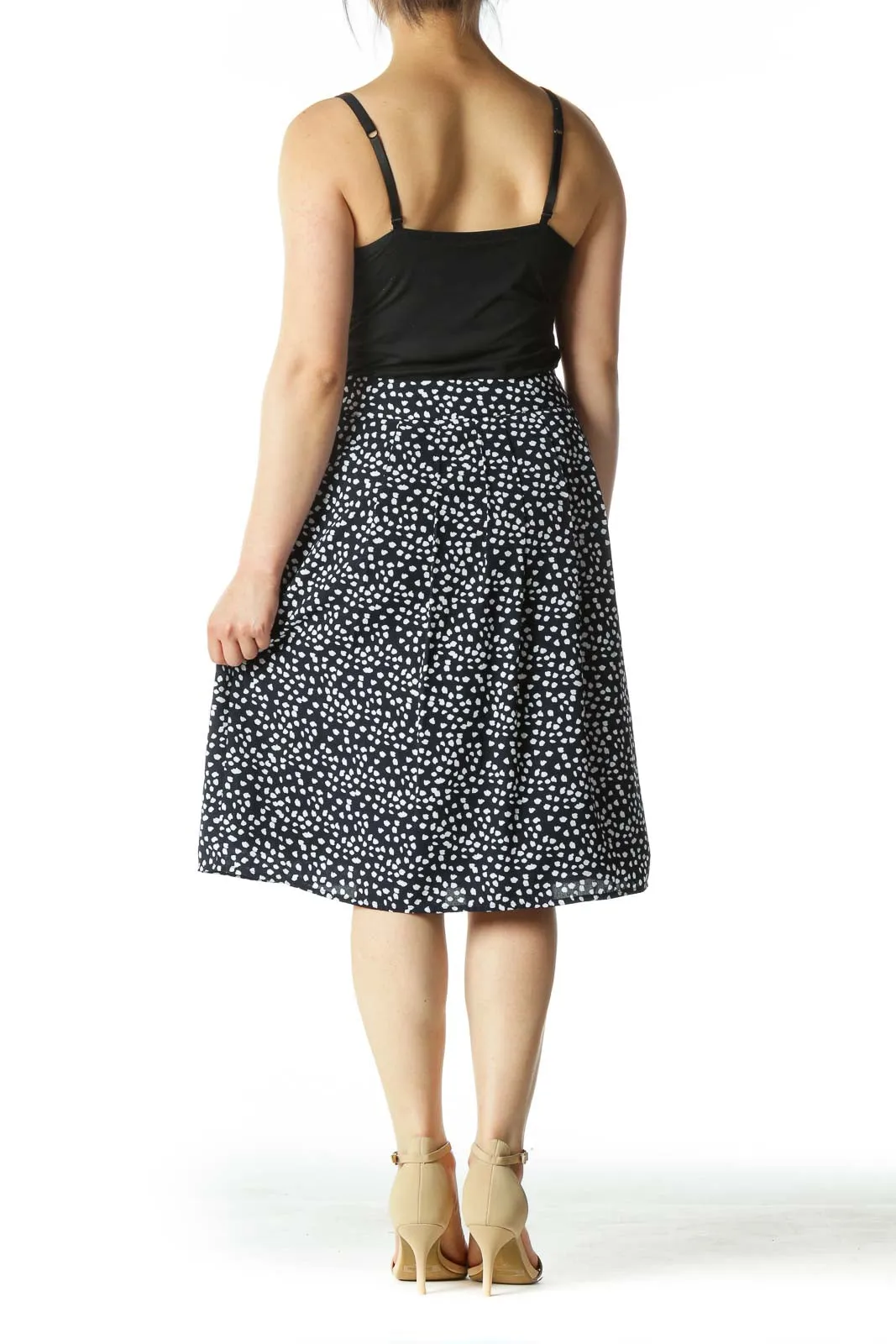 Black and White Polka Dot A-Line Skirt