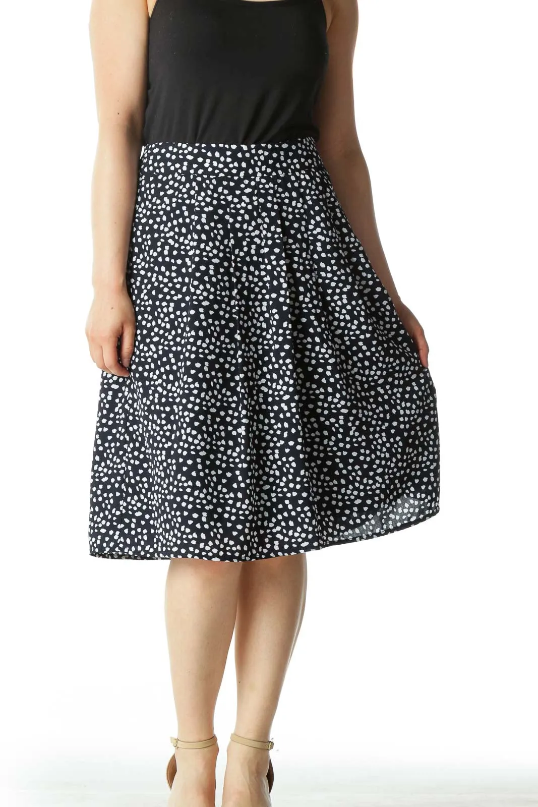 Black and White Polka Dot A-Line Skirt