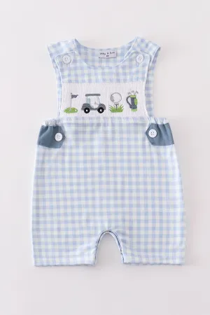 Blue golf embroidery smocked boy jonjon