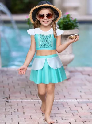 Blue Sparkle Princess Two Piece Swimsuit