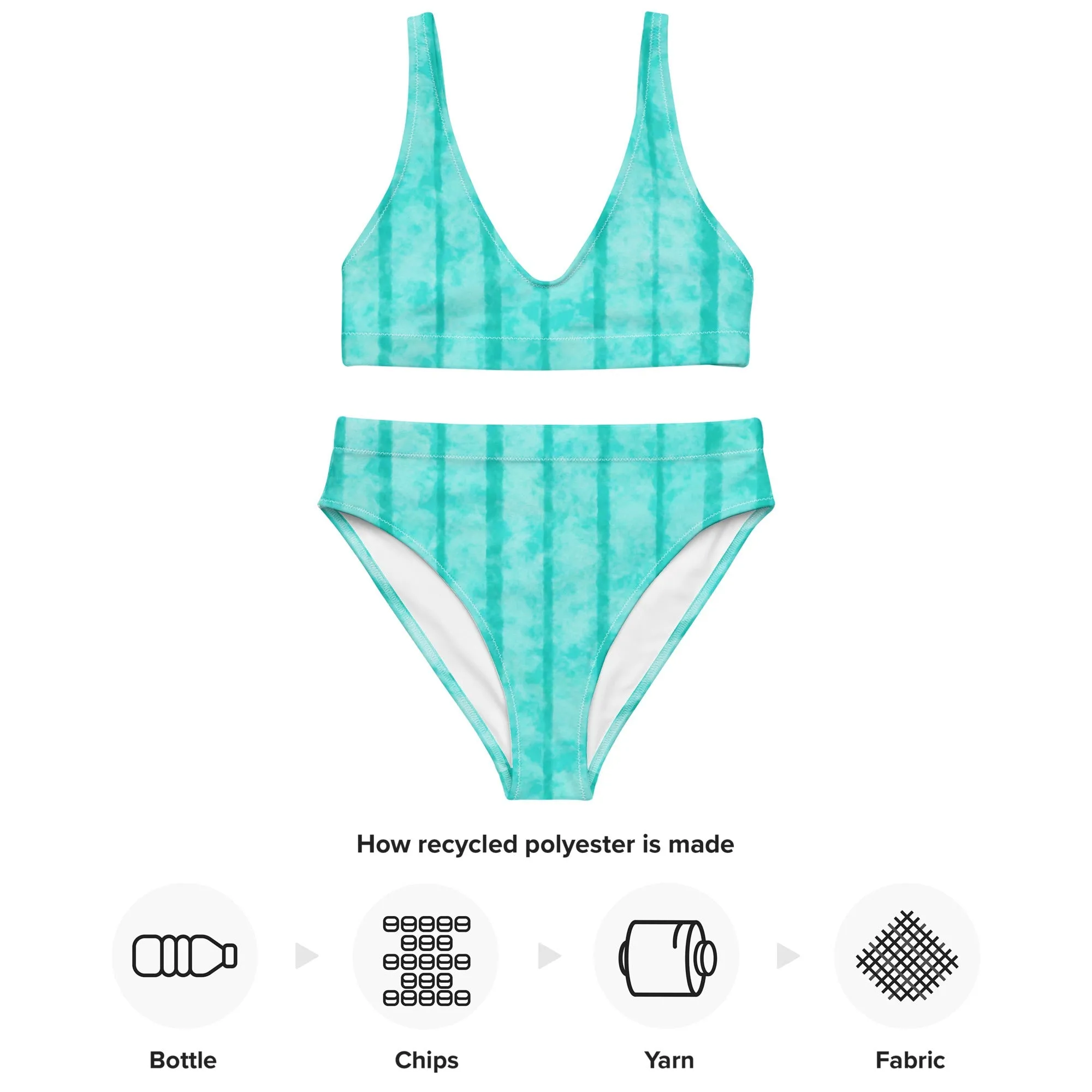 Blue Striped Suit Recycled High-waisted Bikini