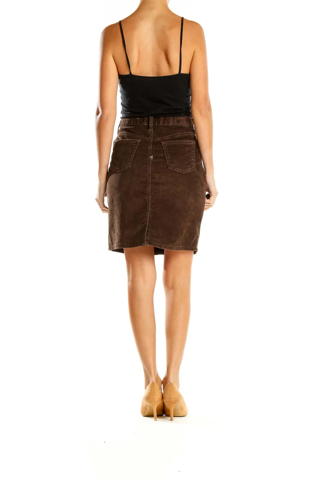 Brown Corduroy A-Line Skirt