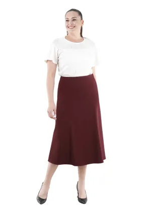 Burgundy A-Line Midi Skirts