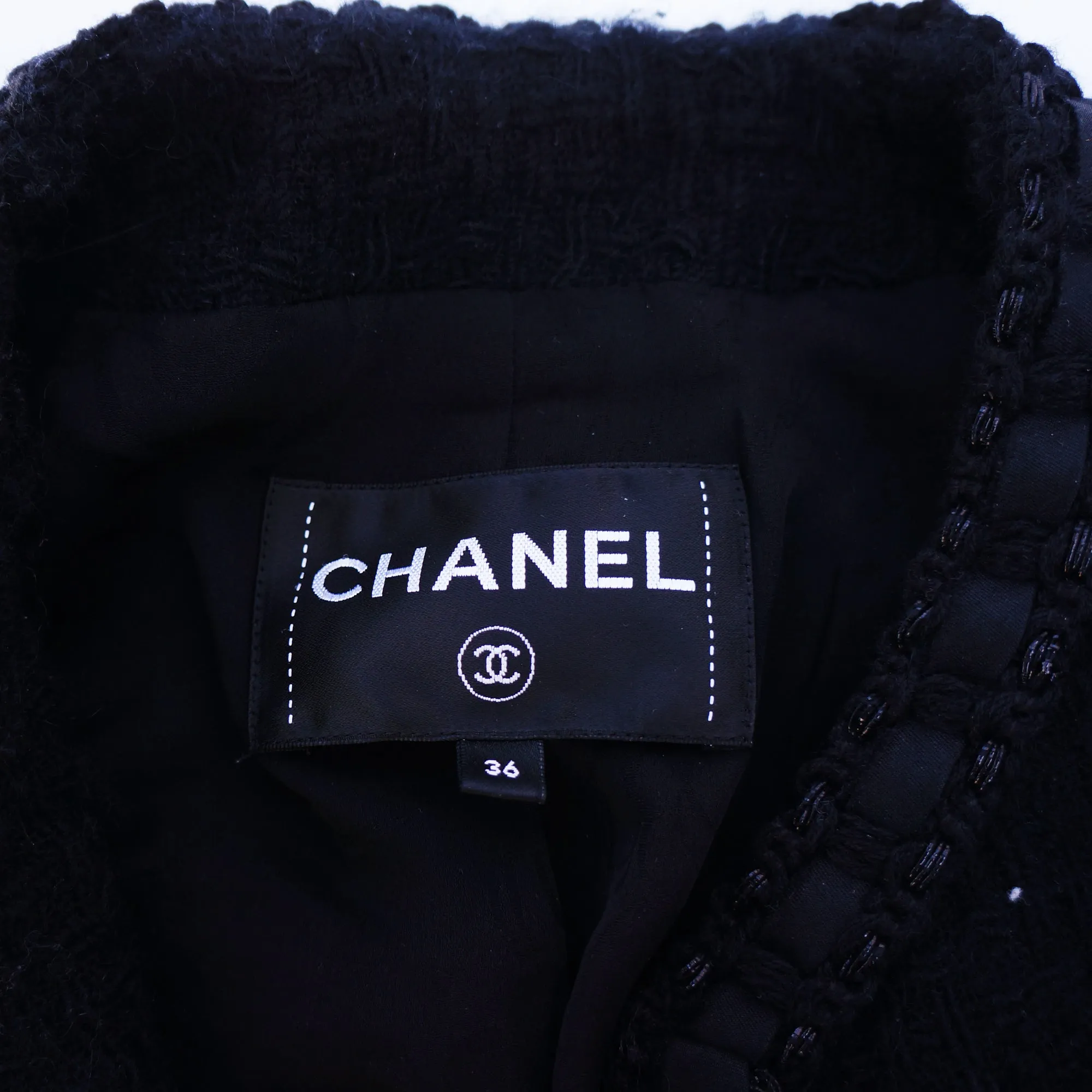 CHANEL 2017 TWEED BLACK ZIPPER JACKET