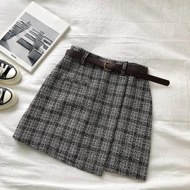 Checked A-line Mini Skirt