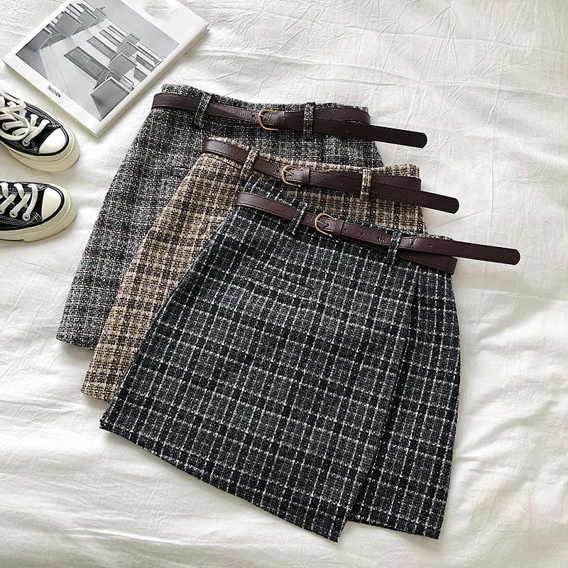 Checked A-line Mini Skirt