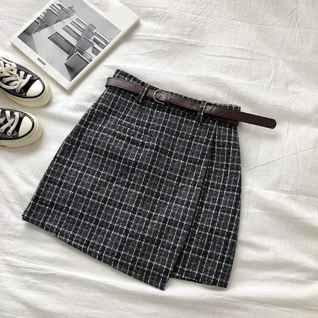 Checked A-line Mini Skirt