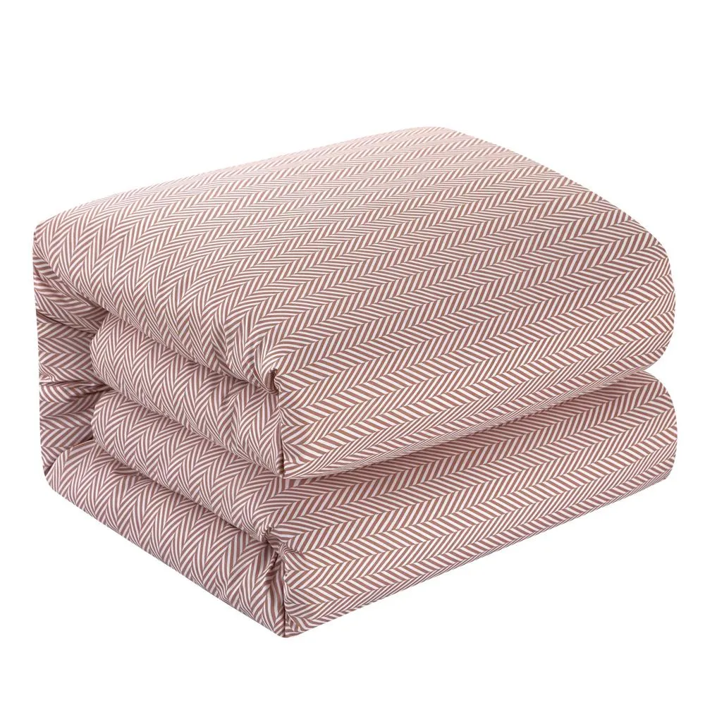 Chic Home Laurel Duvet Cover Set Graphic Herringbone Pattern Print Design Bedding - Pillow Sham Included - 2 Piece - Twin 68x90", Blush