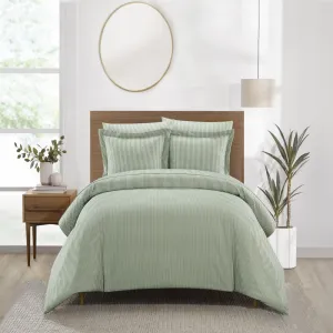 Chic Home Morgan Duvet Cover Set Contemporary Two Tone Striped Pattern Bedding - Pillow Sham Included - 2 Piece - Twin 68x90", Green