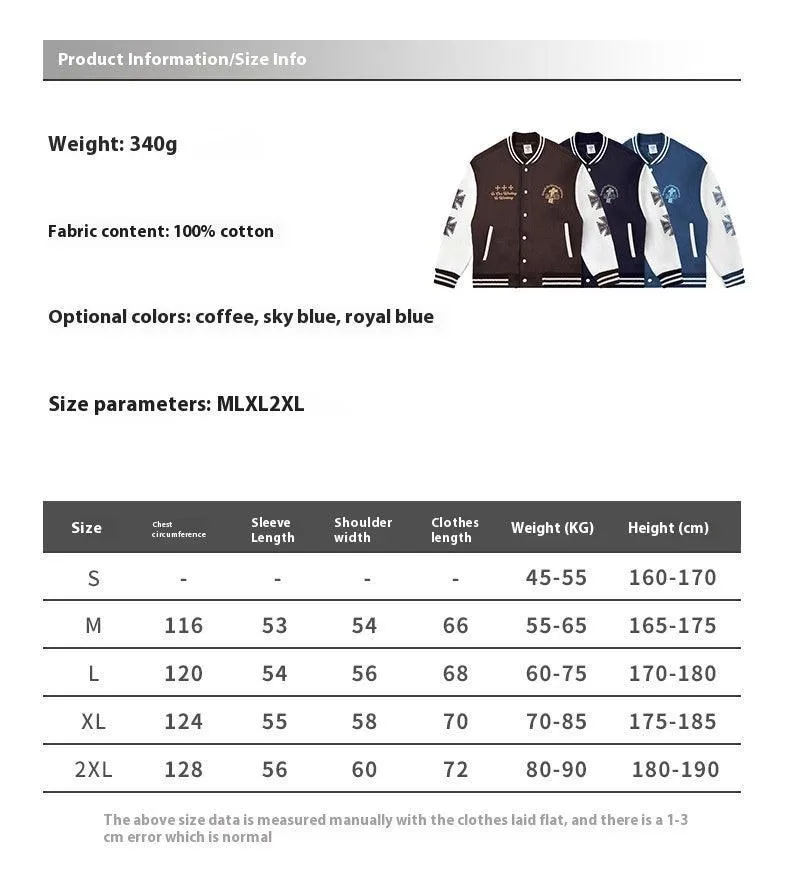 Contrast Color Loose Printed Baseball Jacket - Winter Streetwear Style