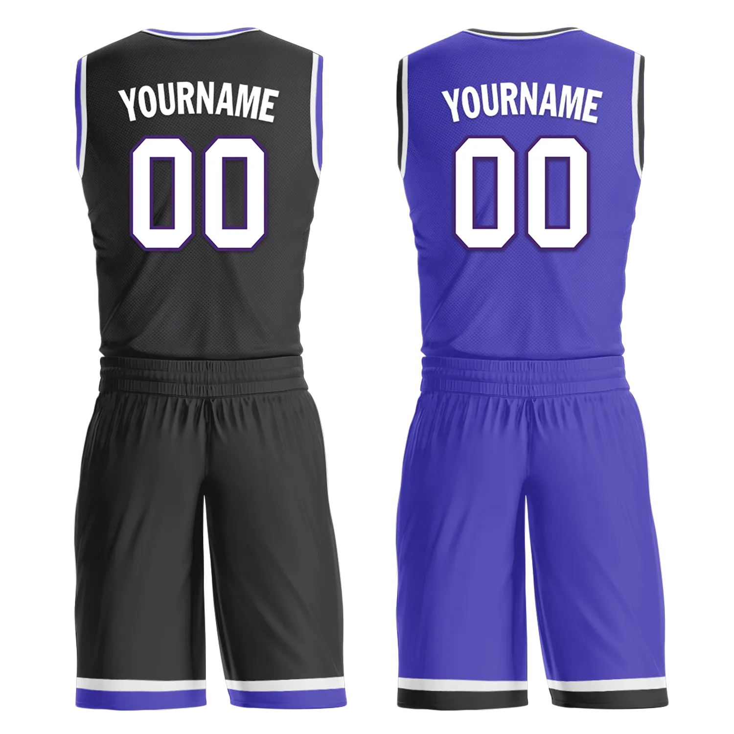 Custom Black Blue Classic Style Reversible Basketball Uniform Personalized BBJR-D017036