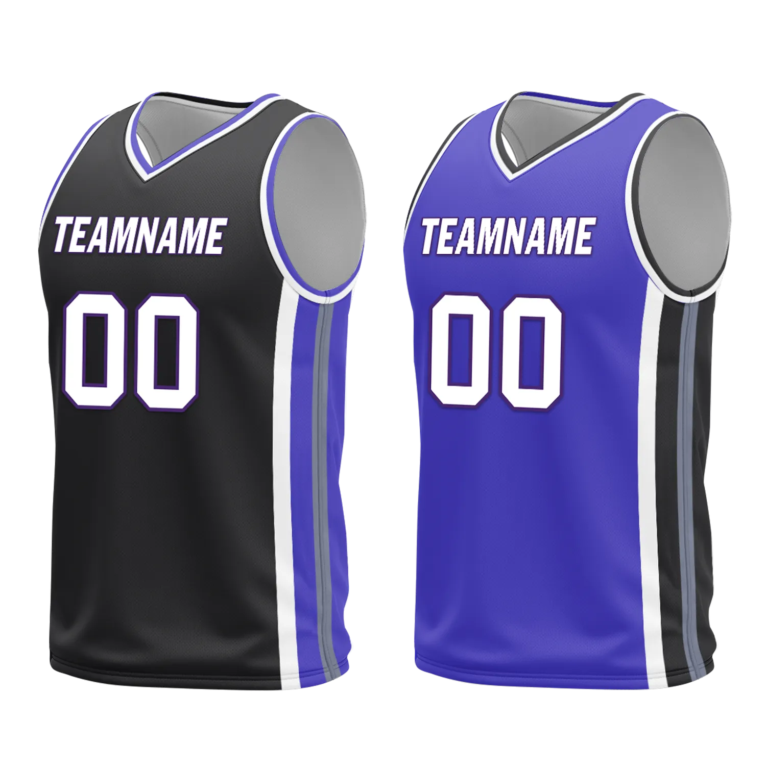 Custom Black Blue Classic Style Reversible Basketball Uniform Personalized BBJR-D017036