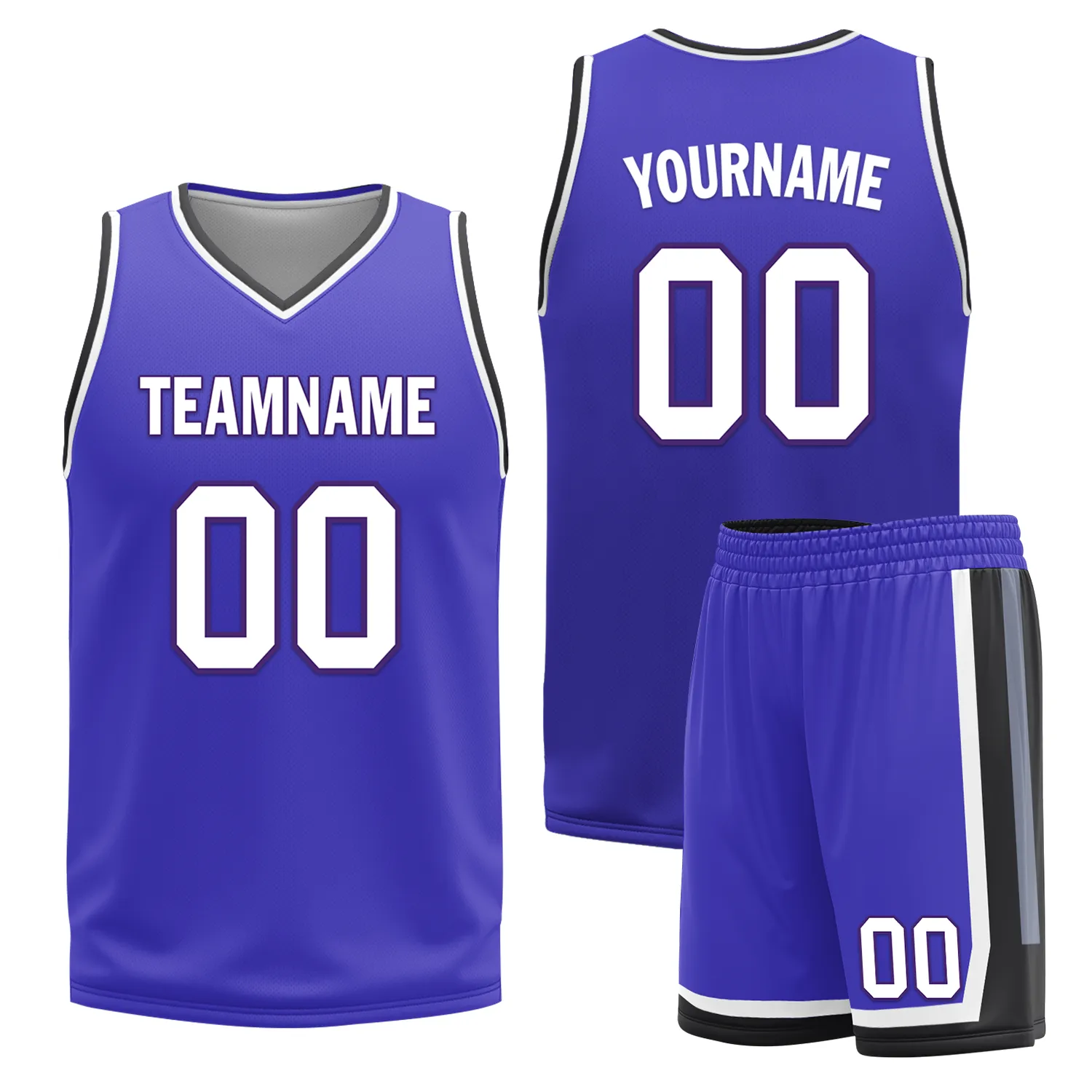 Custom Black Blue Classic Style Reversible Basketball Uniform Personalized BBJR-D017036