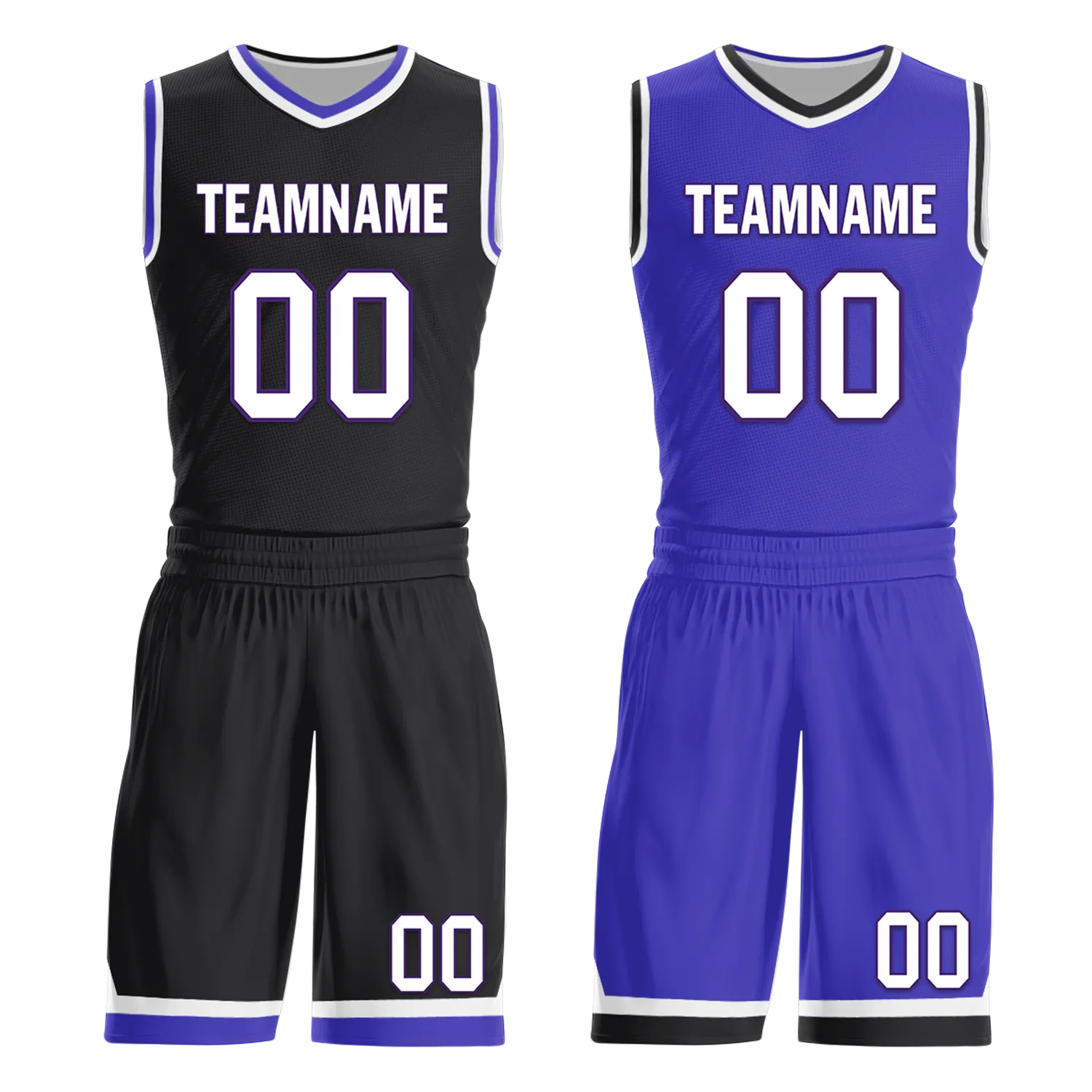 Custom Black Blue Classic Style Reversible Basketball Uniform Personalized BBJR-D017036