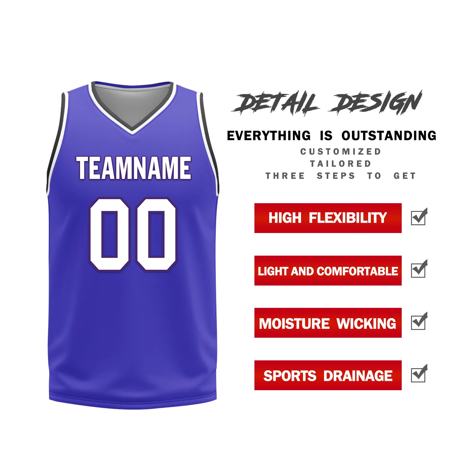 Custom Black Blue Classic Style Reversible Basketball Uniform Personalized BBJR-D017036