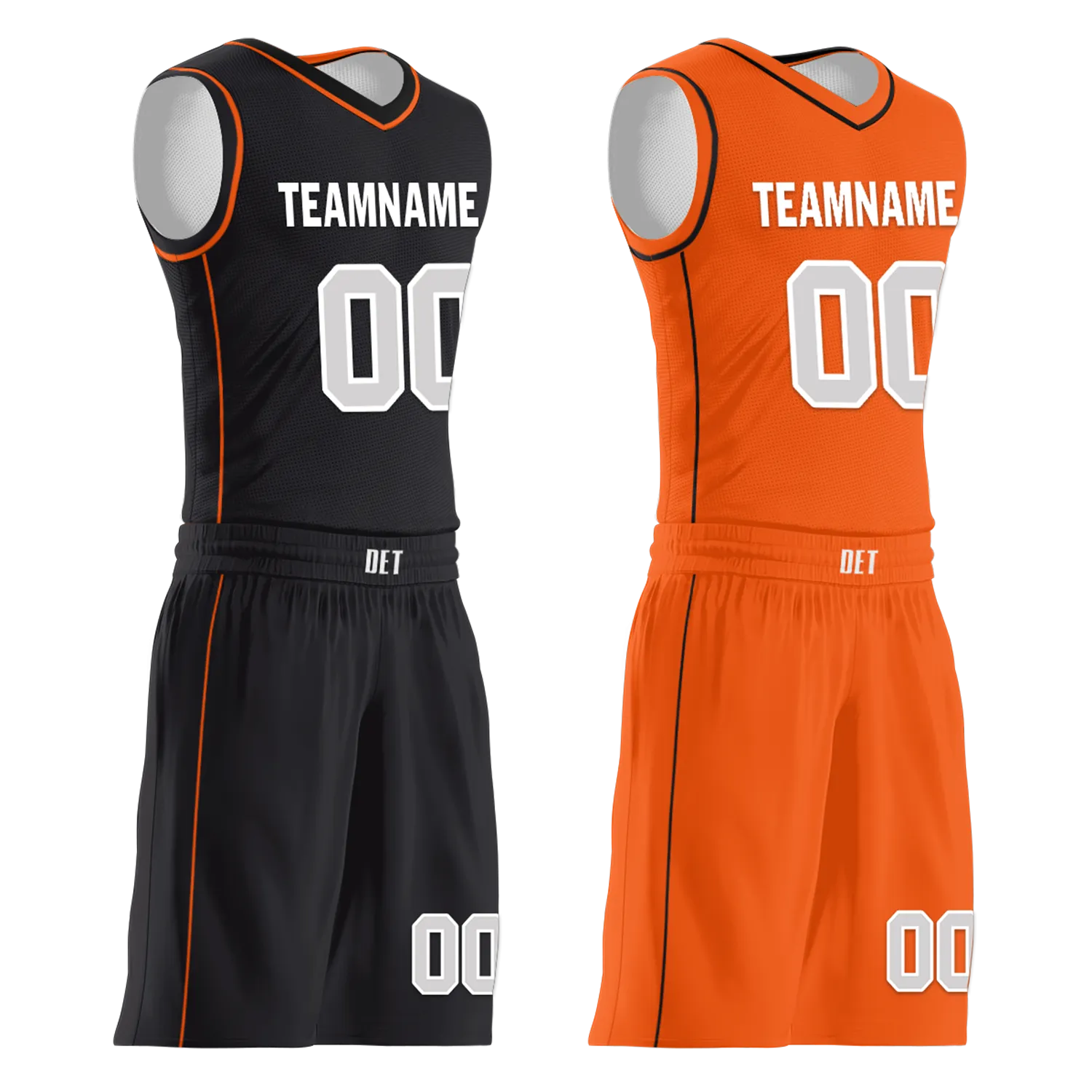 Custom Black Orange Classic Style Reversible Basketball Uniform Personalized COOLMAX BBJR-D017019