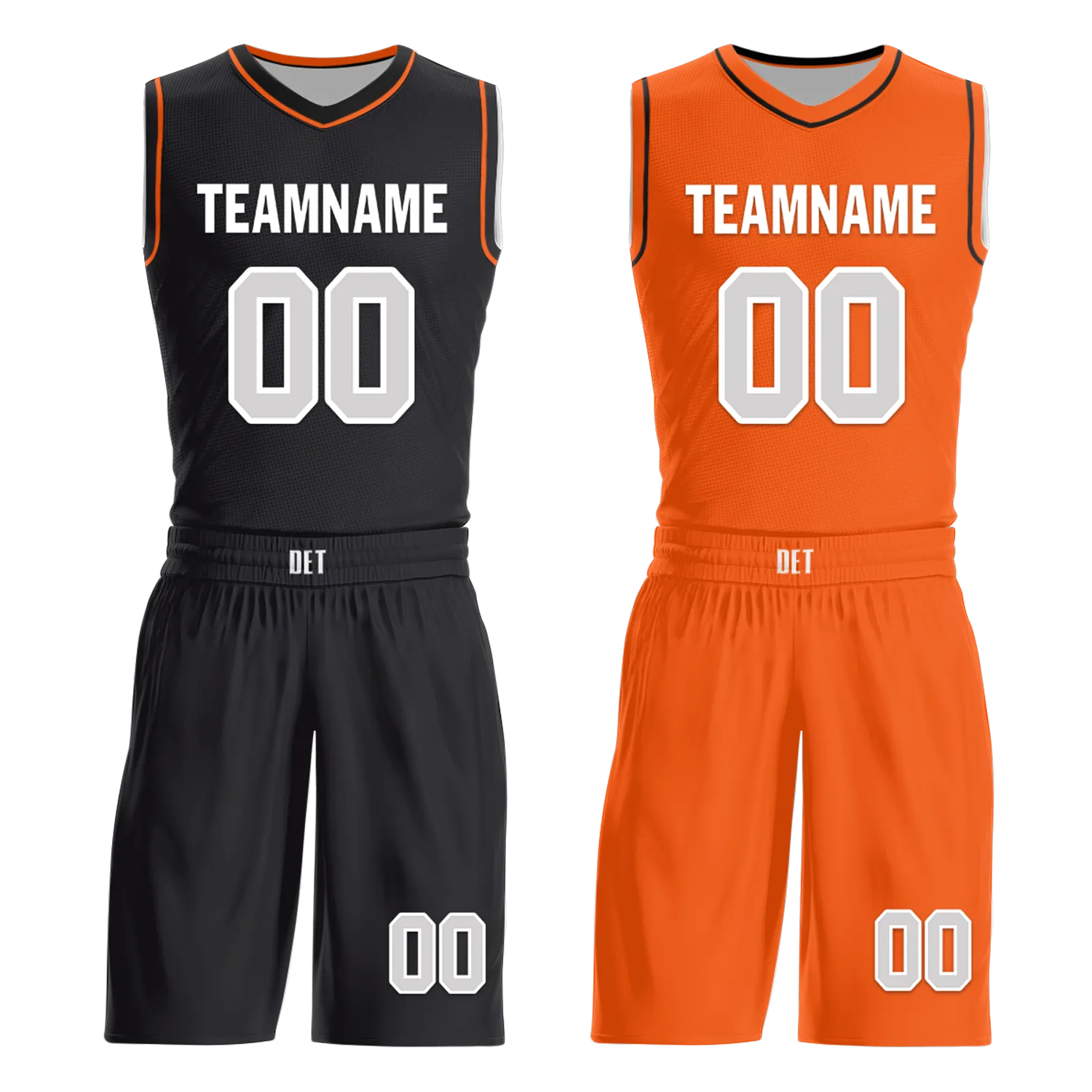 Custom Black Orange Classic Style Reversible Basketball Uniform Personalized COOLMAX BBJR-D017019