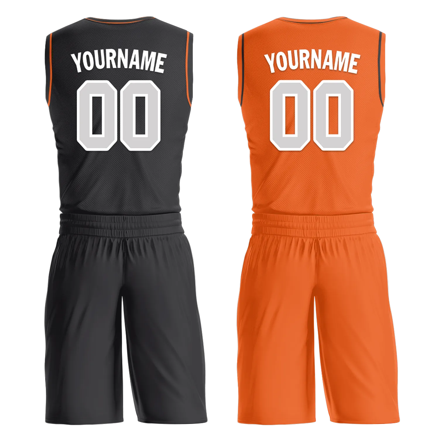 Custom Black Orange Classic Style Reversible Basketball Uniform Personalized COOLMAX BBJR-D017019