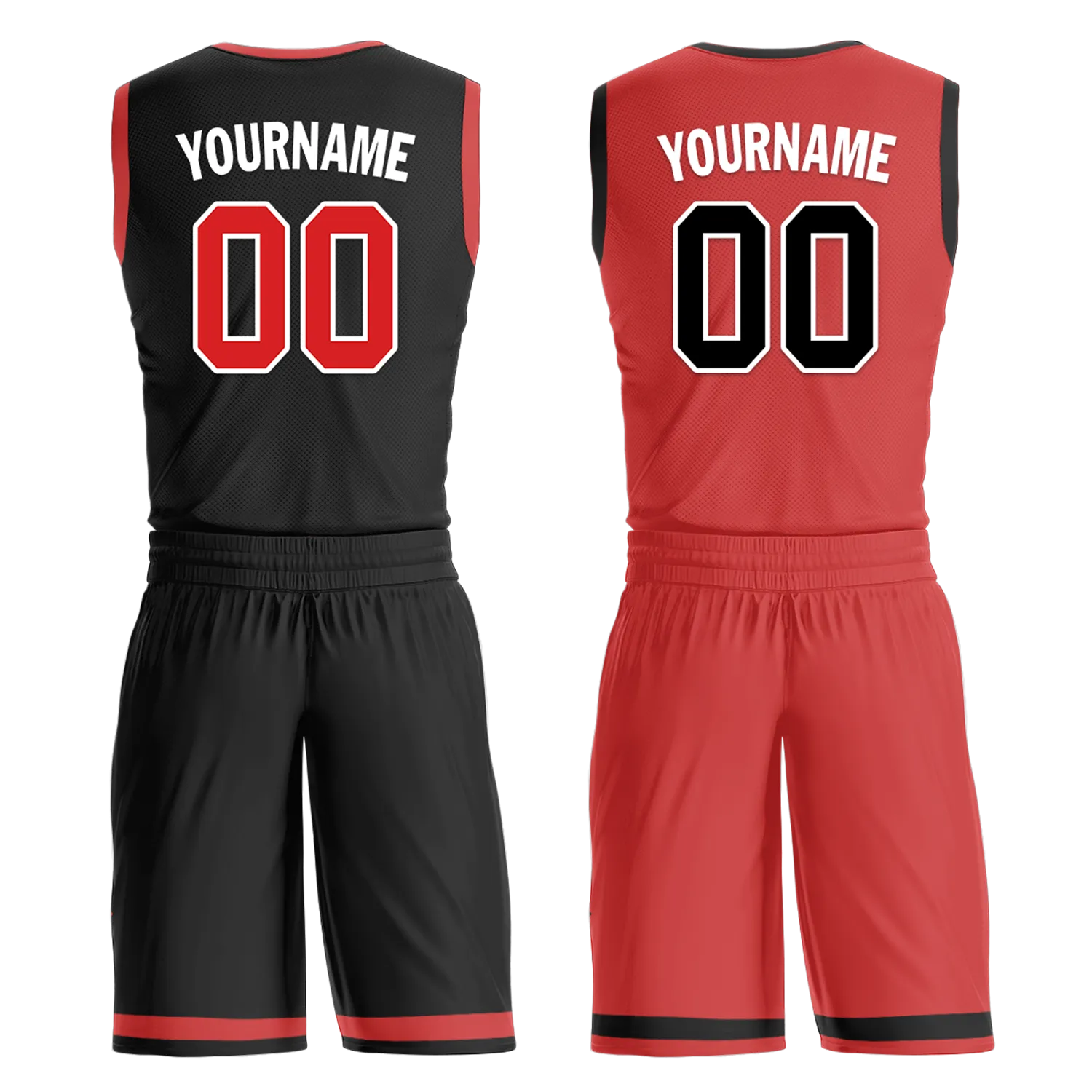 Custom Black White Classic Style Reversible Basketball Uniform Personalized COOLMAX BBJR-D017006