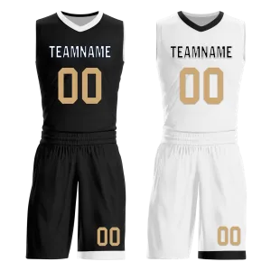 Custom Black White Classic Style Reversible Basketball Uniform Personalized Ordinary BBJR-D017044