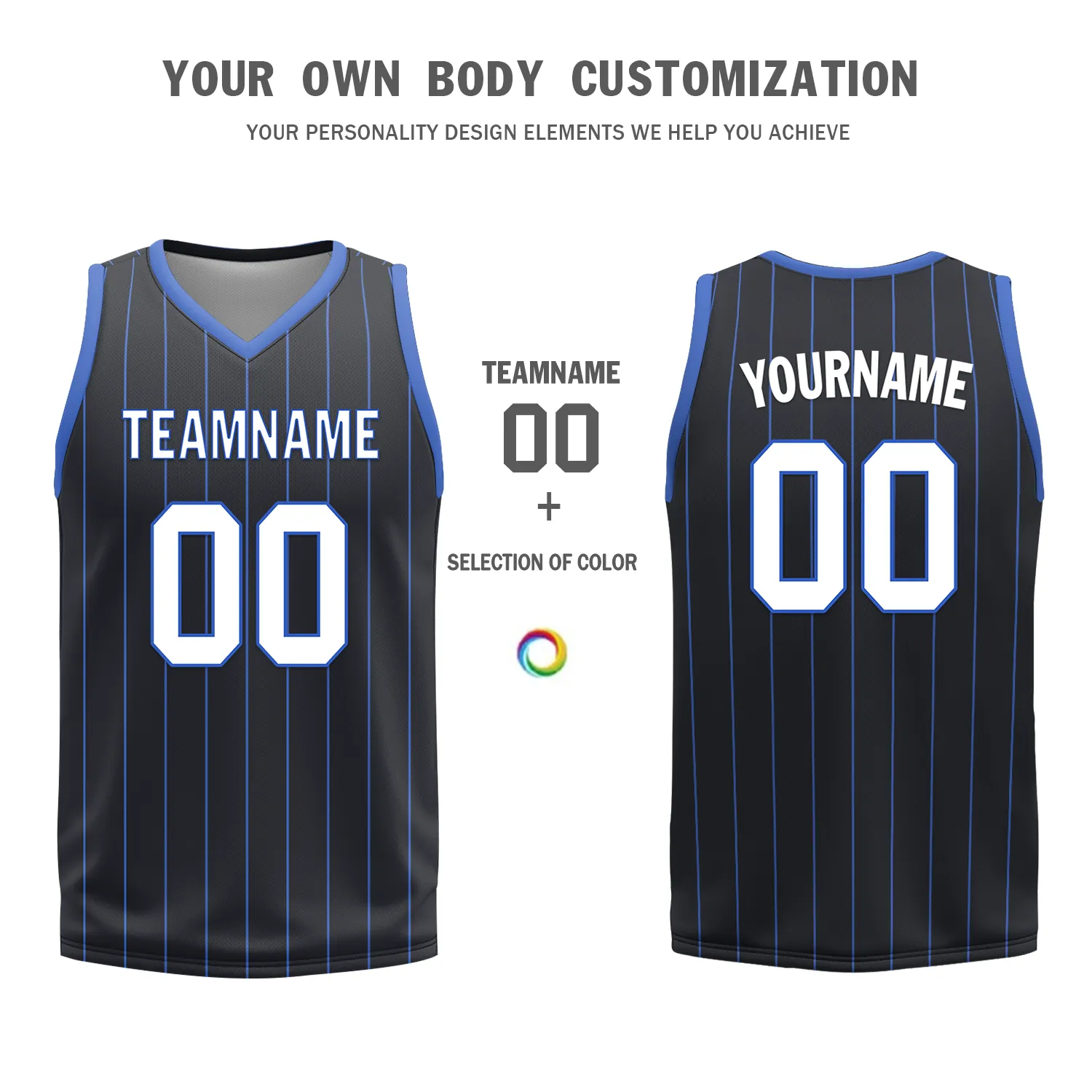 Custom Blue Black Classic Style Reversible Basketball Uniform Personalized COOLMAX BBJR-D017055