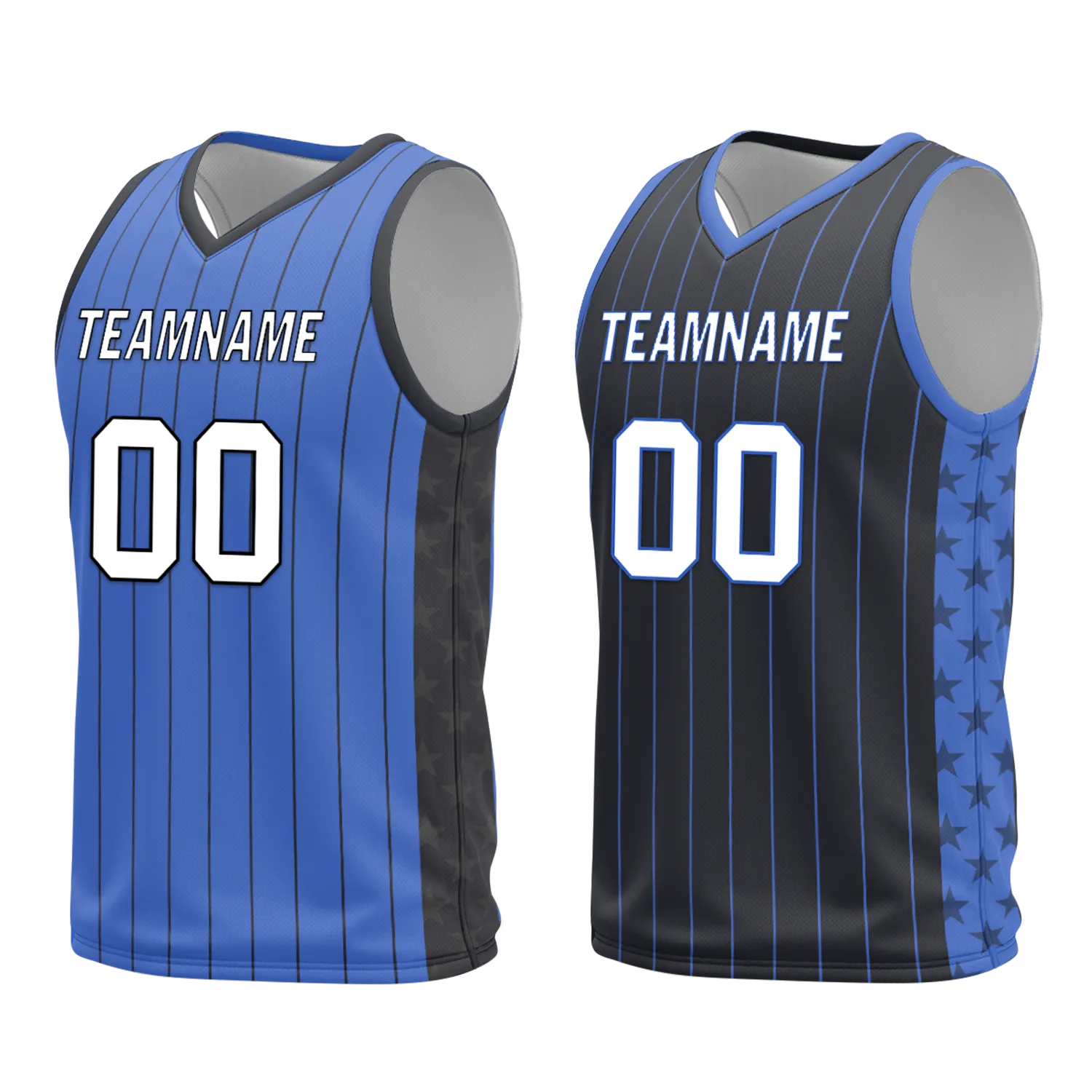 Custom Blue Black Classic Style Reversible Basketball Uniform Personalized COOLMAX BBJR-D017055