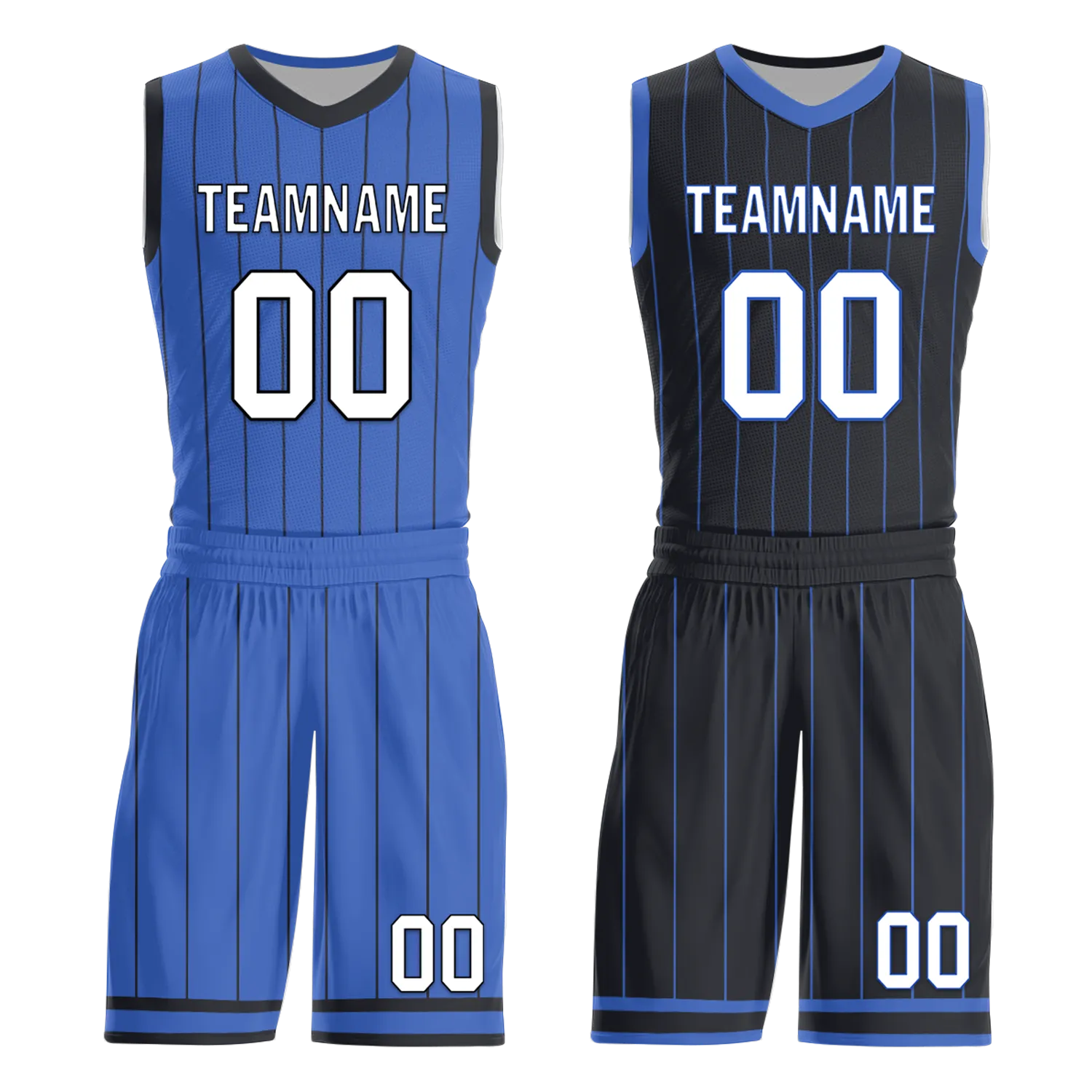 Custom Blue Black Classic Style Reversible Basketball Uniform Personalized COOLMAX BBJR-D017055