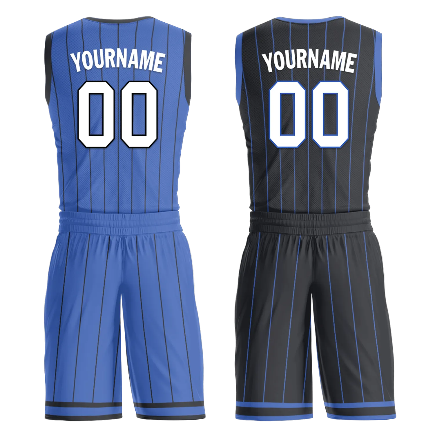 Custom Blue Black Classic Style Reversible Basketball Uniform Personalized COOLMAX BBJR-D017055