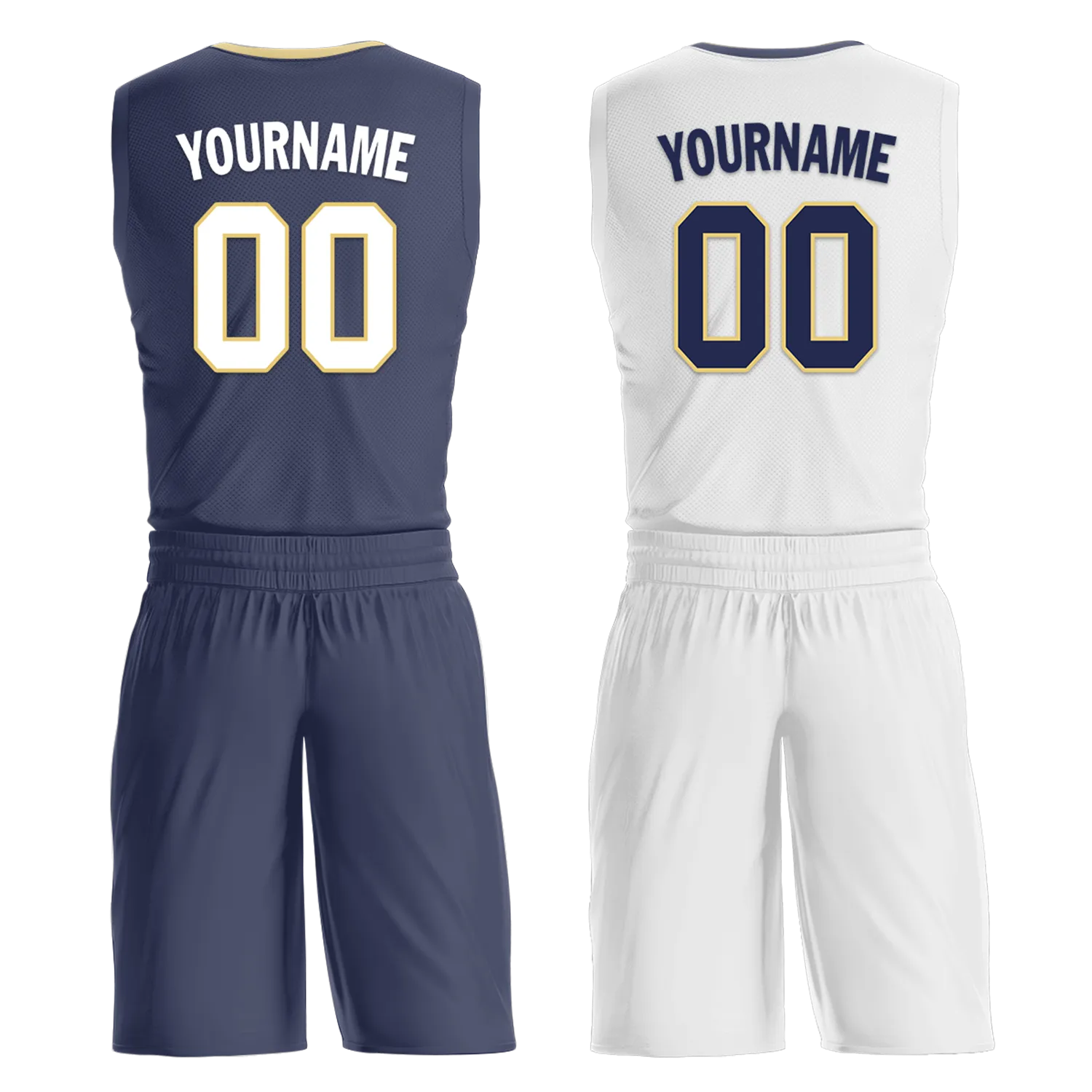 Custom Blue White Classic Style Reversible Basketball Uniform Personalized Ordinary BBJR-D017050