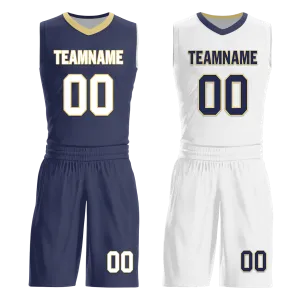 Custom Blue White Classic Style Reversible Basketball Uniform Personalized Ordinary BBJR-D017050