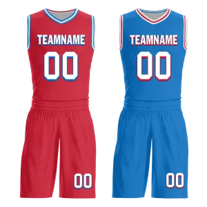 Custom Red Blue Classic Style Reversible Basketball Uniform Personalized Ordinary BBJR-D017022