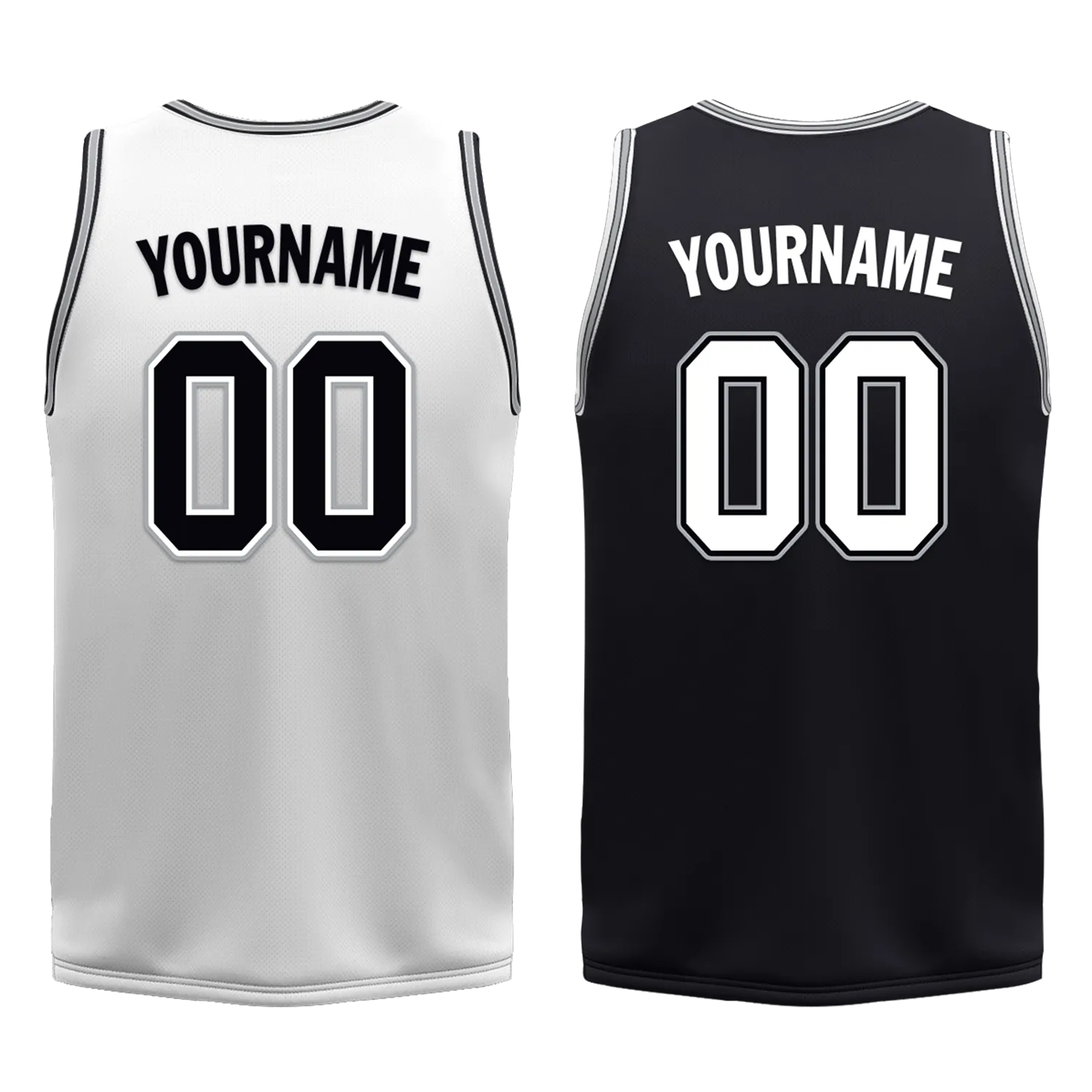 Custom White Black Classic Style Reversible Basketball Uniform Personalized BBJR-D017051