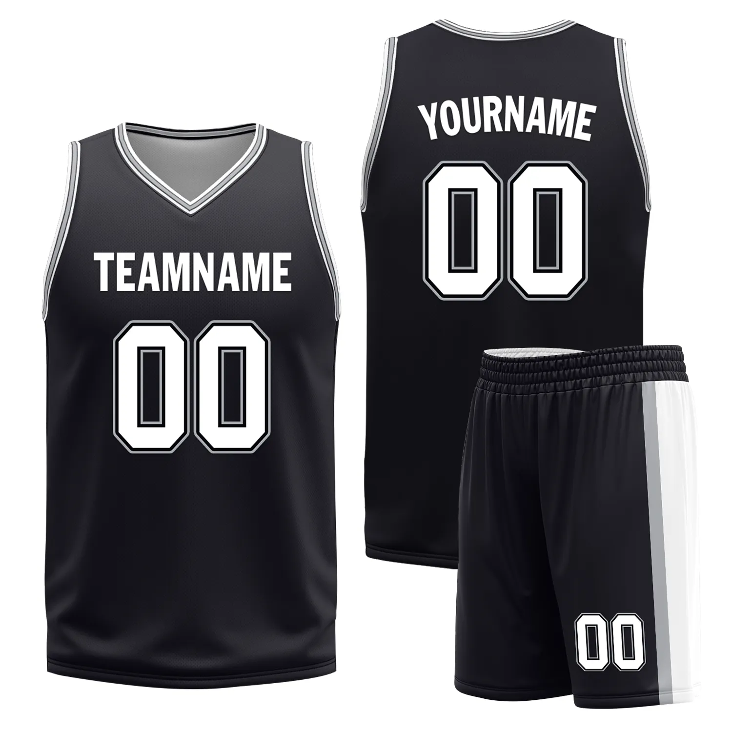 Custom White Black Classic Style Reversible Basketball Uniform Personalized BBJR-D017051