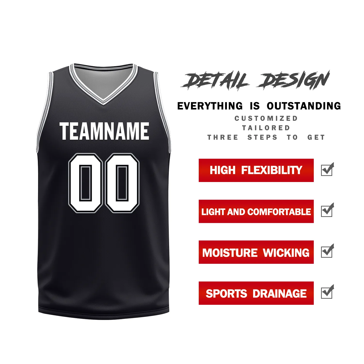 Custom White Black Classic Style Reversible Basketball Uniform Personalized BBJR-D017051