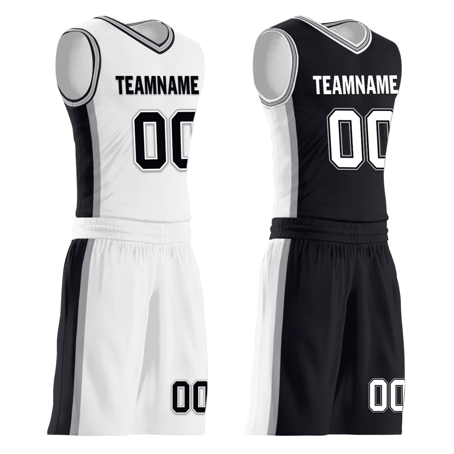 Custom White Black Classic Style Reversible Basketball Uniform Personalized BBJR-D017051